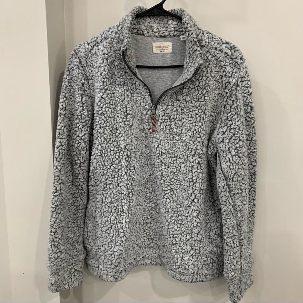 Weatherproof Vintage Women Frosty Tipped Sherpa Pullover Sweater Fleece Jacket.